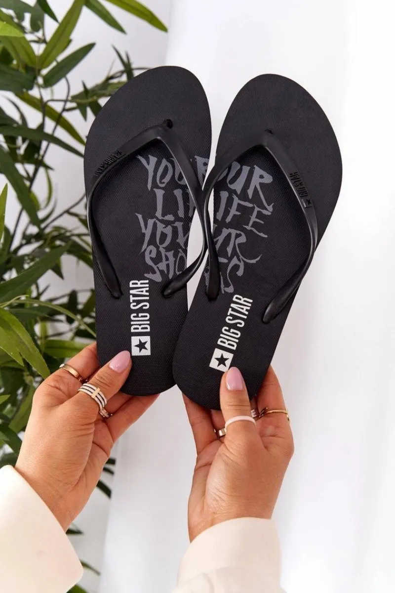 Hot Damskie Klapki Japonki Big Star FF274A309 Czarne Damskie Klapki Damskie Big Star|Klapki Damskie Japonki