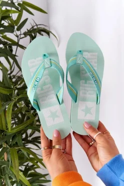 Sale Damskie Klapki Japonki Big Star HH274A061 Jasnozielone Damskie Klapki Damskie Big Star|Klapki Damskie Japonki