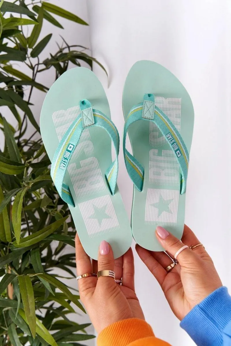 Sale Damskie Klapki Japonki Big Star HH274A061 Jasnozielone Damskie Klapki Damskie Big Star|Klapki Damskie Japonki