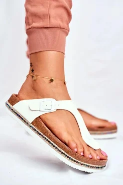 Sale Damskie Klapki Japonki Big Star Białe FF274631 Damskie Klapki Damskie Big Star|Klapki Damskie Japonki