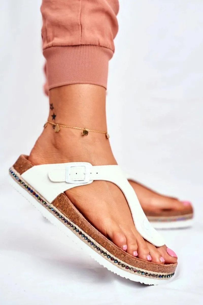 Sale Damskie Klapki Japonki Big Star Białe FF274631 Damskie Klapki Damskie Big Star|Klapki Damskie Japonki