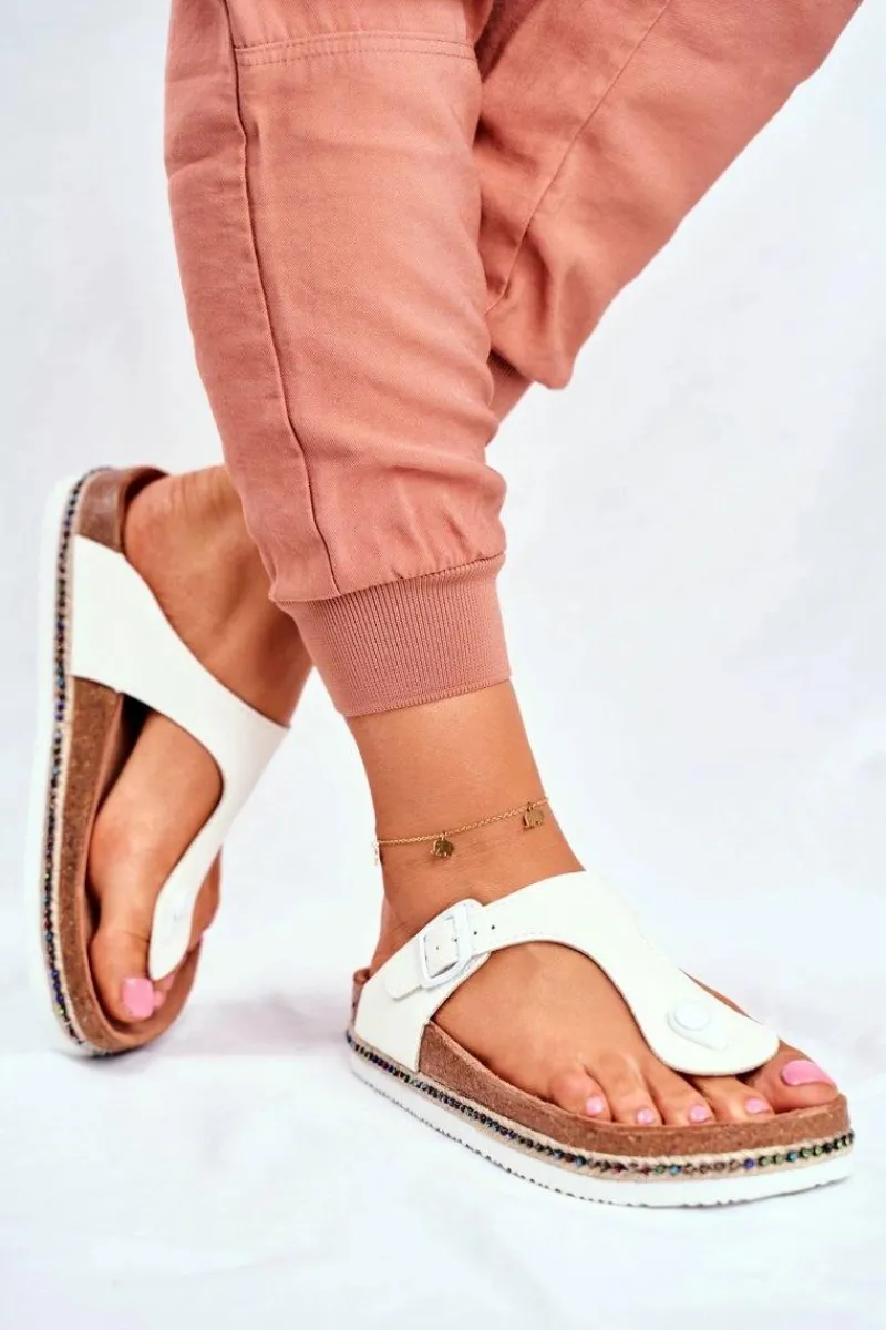 Sale Damskie Klapki Japonki Big Star Białe FF274631 Damskie Klapki Damskie Big Star|Klapki Damskie Japonki