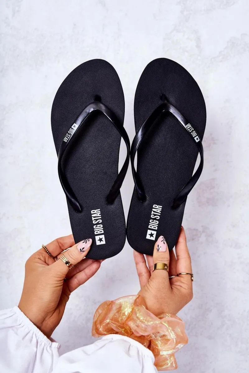 New Damskie Klapki Japonki Big Star JJ274A379 Czarne Damskie Klapki Sportowe|Klapki Damskie Big Star