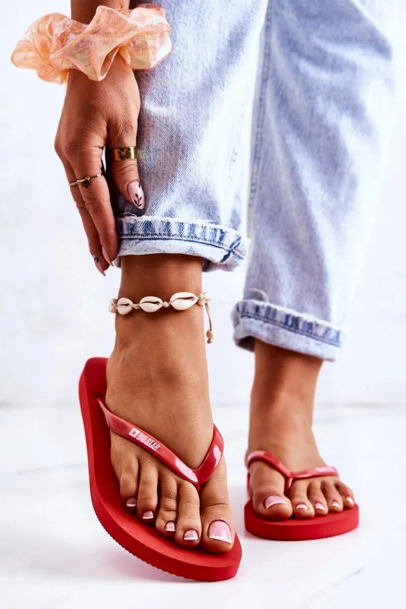 Hot Damskie Klapki Japonki Big Star JJ274A384 Czerwone Damskie Klapki Sportowe|Klapki Damskie Big Star