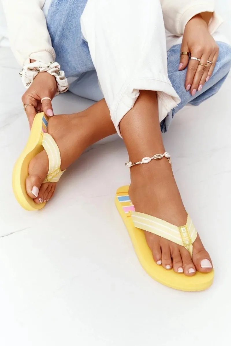 Online Big Star Shoes Damskie Klapki Japonki Big Star HH274A055 Żółte