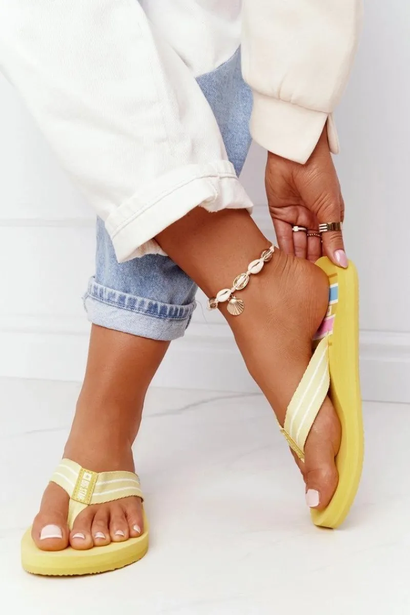 Online Big Star Shoes Damskie Klapki Japonki Big Star HH274A055 Żółte