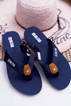 Best Big Star Shoes Damskie Klapki Japonki Big Star DD274A254 Granatowe