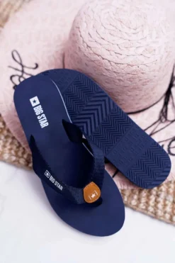 Best Big Star Shoes Damskie Klapki Japonki Big Star DD274A254 Granatowe