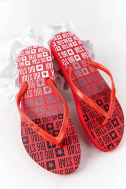 Klapki Sportowe|Klapki Damskie Big Star>Big Star Shoes Damskie Klapki Japonki Big Star FF274A305 Czerwone