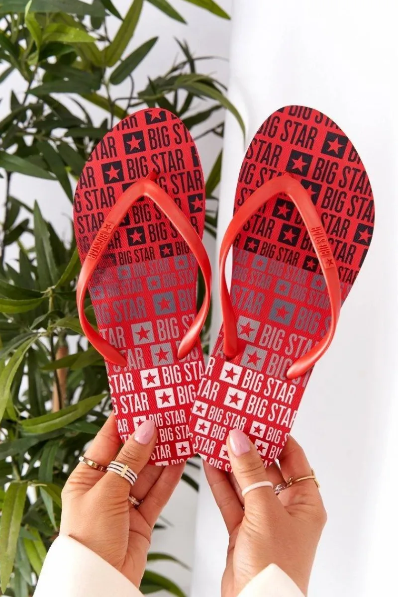 Klapki Sportowe|Klapki Damskie Big Star>Big Star Shoes Damskie Klapki Japonki Big Star FF274A305 Czerwone