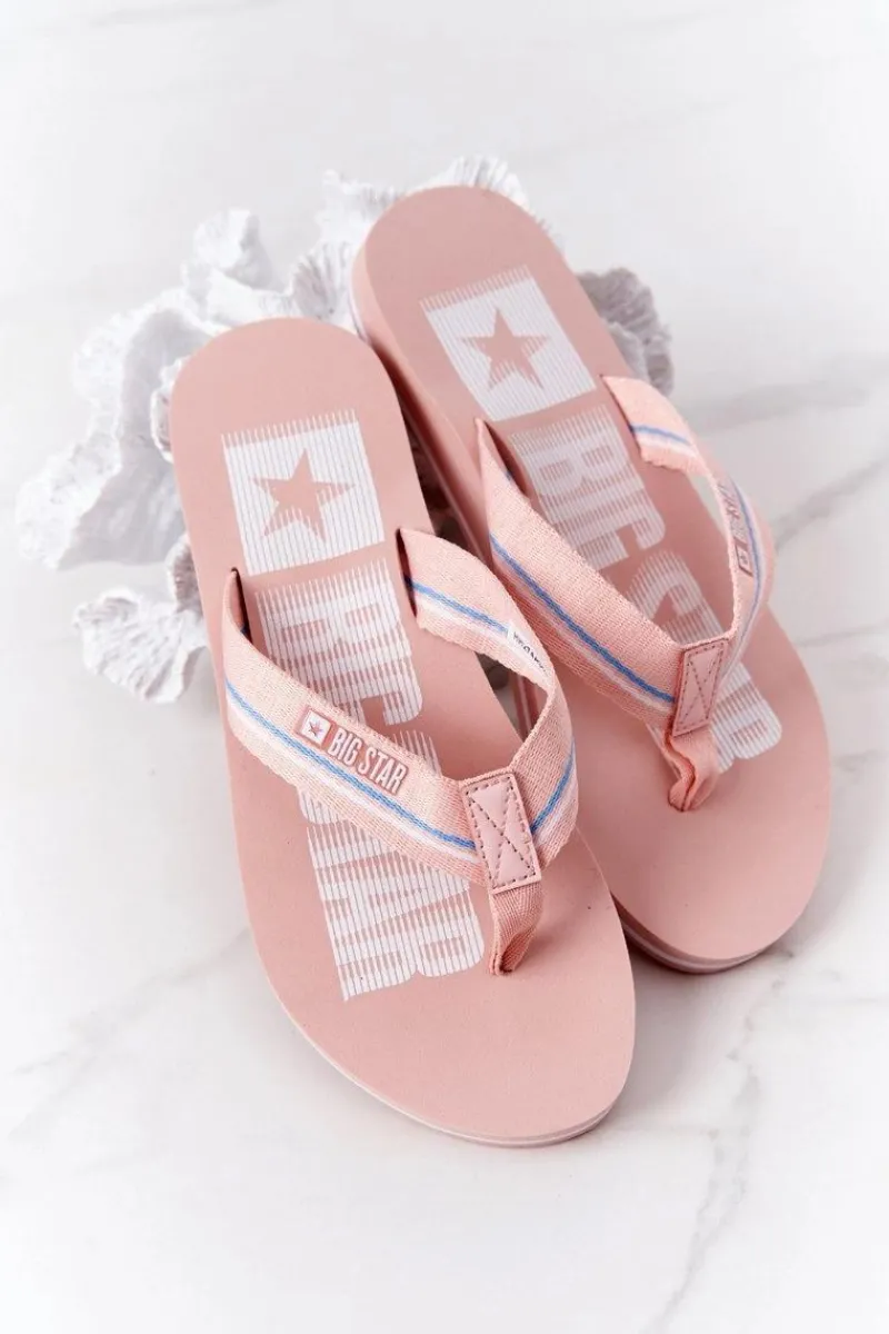 Best Big Star Shoes Damskie Klapki Japonki Big Star HH274A060 Różowe