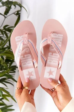 Best Big Star Shoes Damskie Klapki Japonki Big Star HH274A060 Różowe