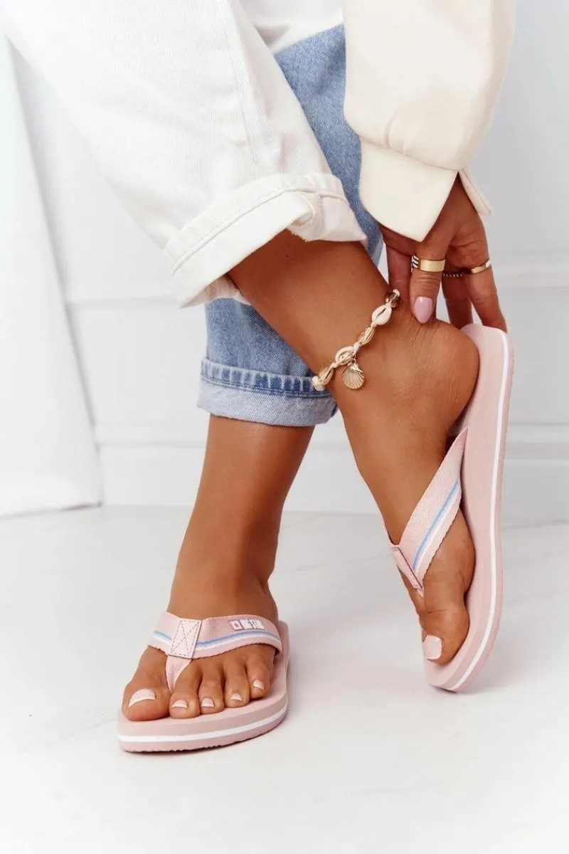 Best Big Star Shoes Damskie Klapki Japonki Big Star HH274A060 Różowe