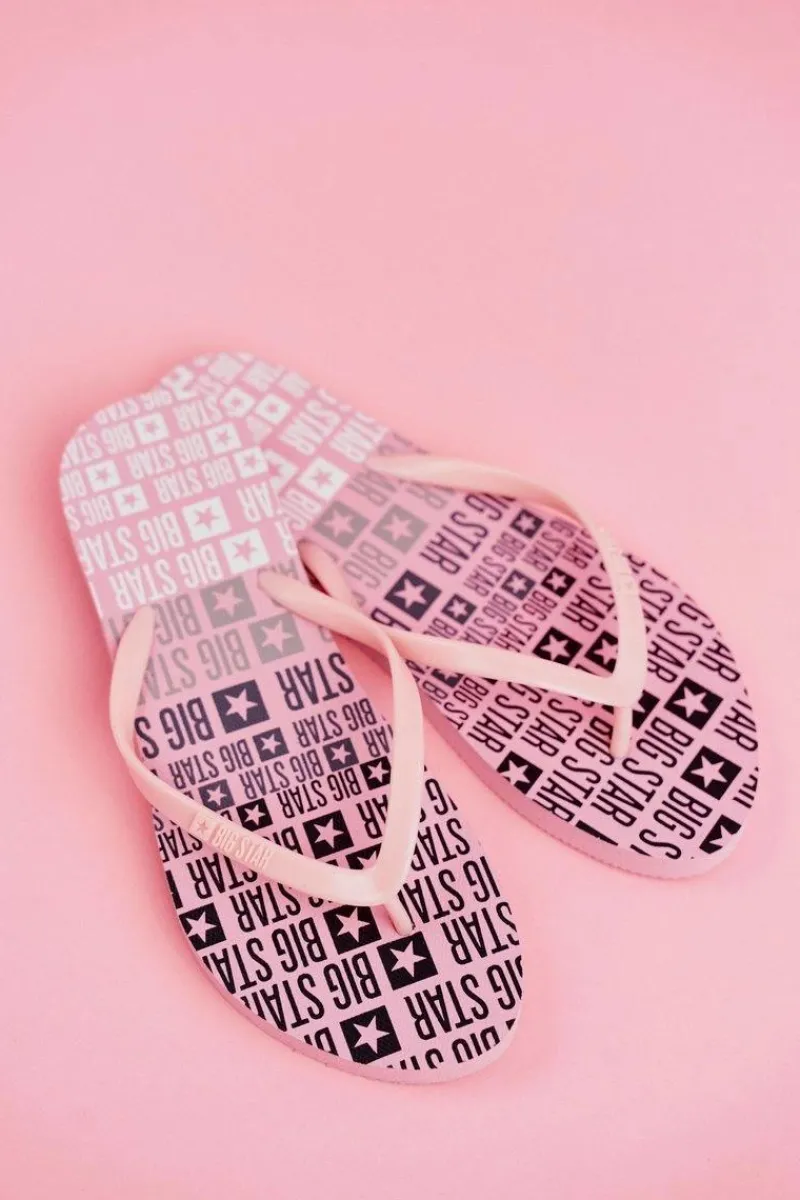 Big Star Shoes Damskie Klapki Japonki Big Star FF274A304 Różowe