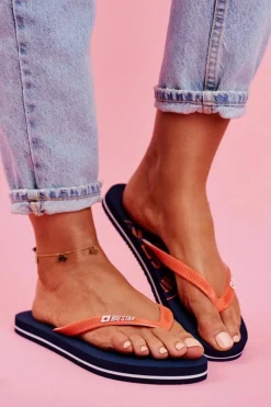 Best Damskie Klapki Japonki Big Star FF274A297 Granatowe Damskie Klapki Sportowe|Klapki Damskie Big Star