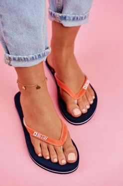 Best Damskie Klapki Japonki Big Star FF274A297 Granatowe Damskie Klapki Sportowe|Klapki Damskie Big Star