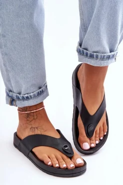 Clearance Boto Damskie Klapki Japonki Na Platformie Czarne Bellitta