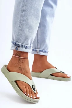 Boto Damskie Klapki Japonki Na Platformie Zielone Bellitta