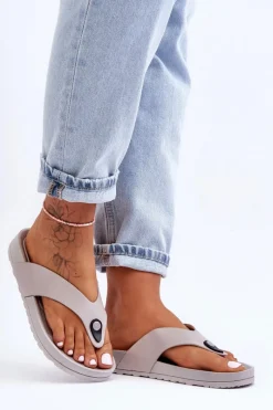 Klapki Damskie Japonki|Klapki Na Platformie></noscript>Boto Damskie Klapki Japonki Na Platformie Szare Bellitta