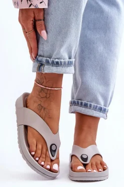 Klapki Damskie Japonki|Klapki Na Platformie></noscript>Boto Damskie Klapki Japonki Na Platformie Szare Bellitta