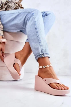 ZAXY Damskie Klapki Japonki Na Koturnie HH285294 Nude