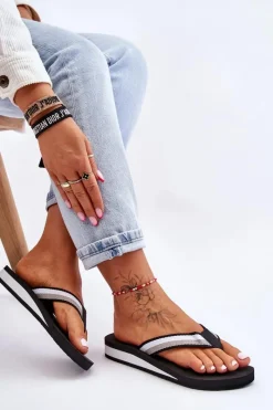 New Big Star Shoes Damskie Klapki Japonki Na Platformie Big Star LL274781 Czarne Czarny