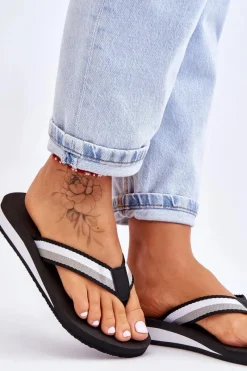 New Big Star Shoes Damskie Klapki Japonki Na Platformie Big Star LL274781 Czarne Czarny