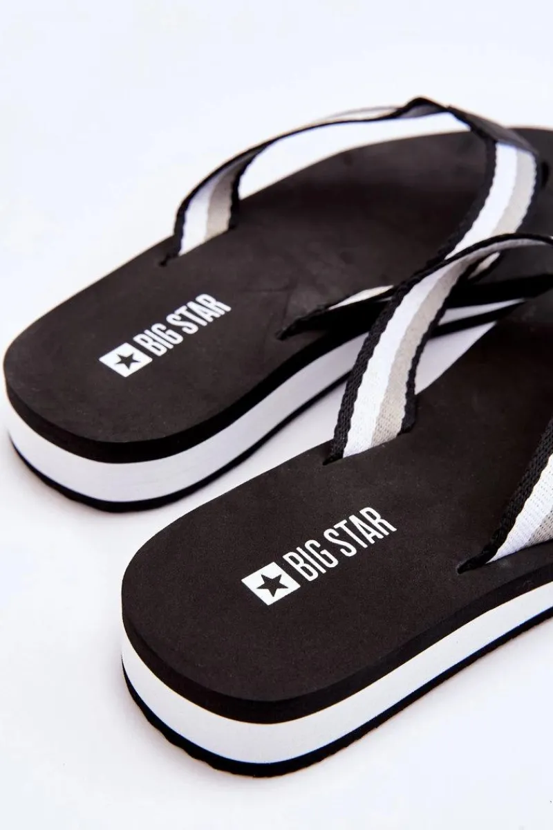 New Big Star Shoes Damskie Klapki Japonki Na Platformie Big Star LL274781 Czarne Czarny