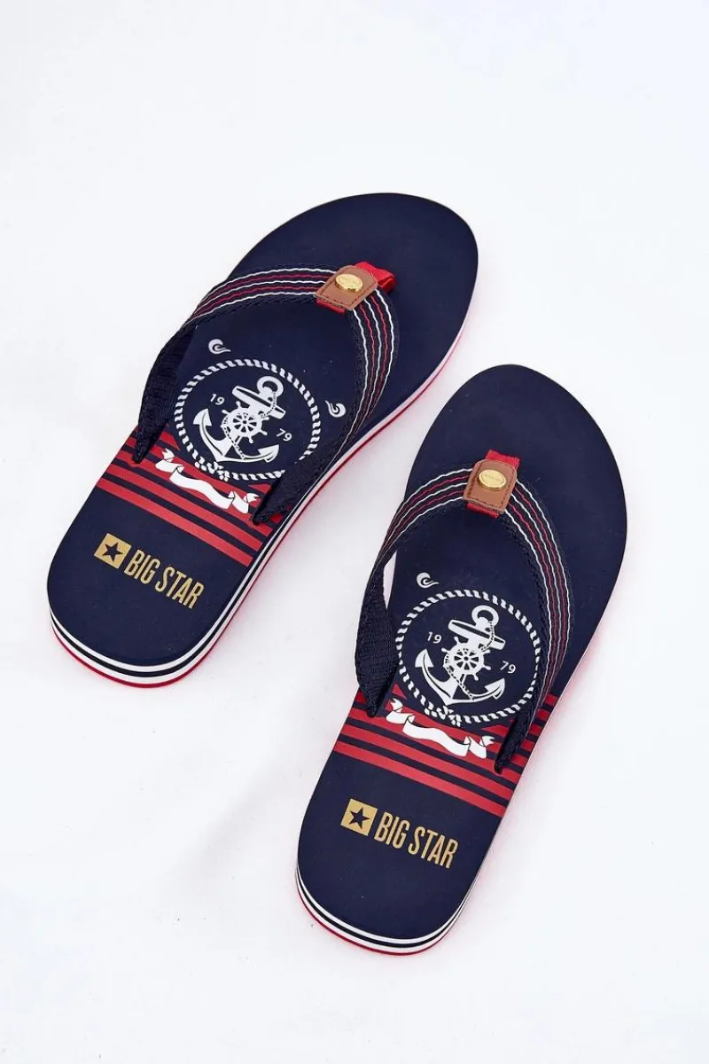 New Big Star Shoes Damskie Klapki Japonki Na Koturnie Big Star RR274A126 Granatowe