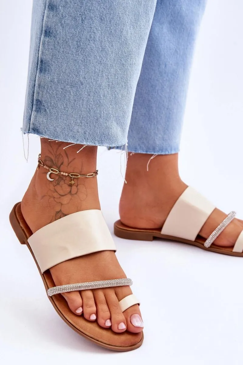 Klapki Damskie Japonki>Boto Damskie Klapki Japonki Z Ozdobnym Paskiem Beżowe Sublime