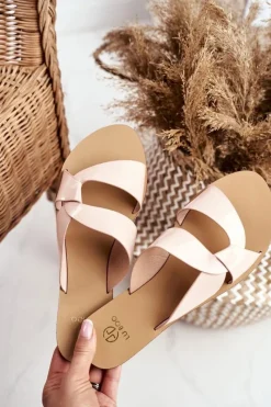 Best Damskie Klapki Lu Boo Beżowe Mabella Damskie Klapki Damskie Klasyczne