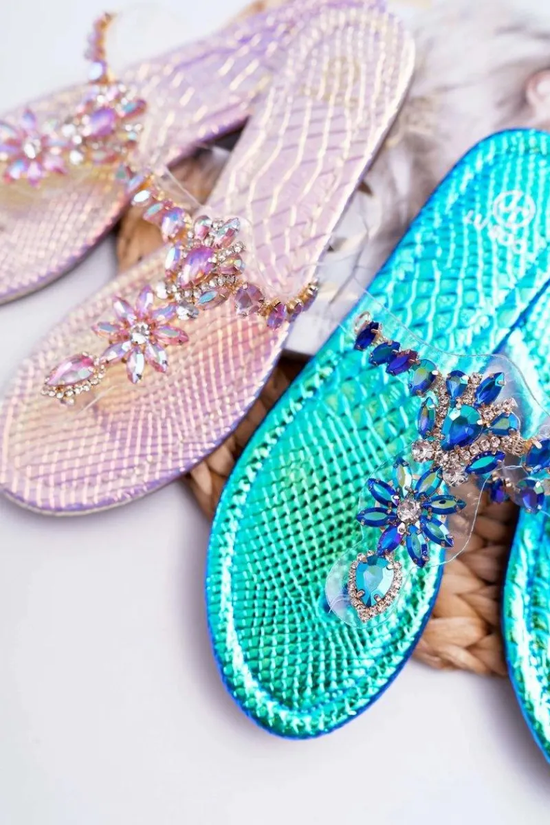 Klapki Damskie Japonki>Boto Damskie Klapki Lu Boo Japonki Kryształy Niebieskie Conathe