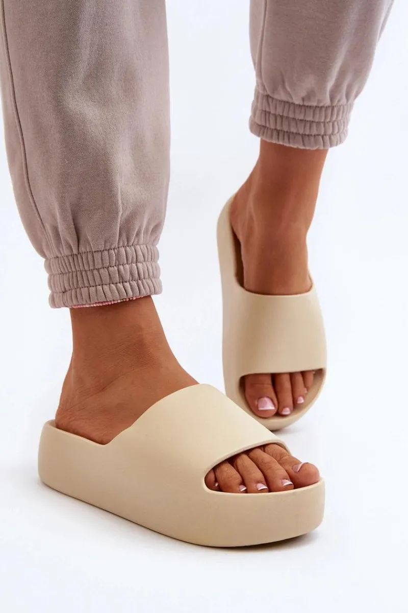 Clearance Boto Damskie Klapki Na Grubej Podeszwie Beżowe Oreithano Beżowy