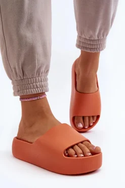 Hot Boto Damskie Klapki Na Grubej Podeszwie Pomarańczowe Oreithano Pomarańczowy