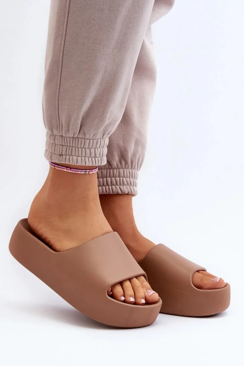 Best Damskie Klapki Na Grubej Podeszwie Brązowe Oreithano Damskie Klapki Damskie Klasyczne