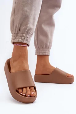 Best Damskie Klapki Na Grubej Podeszwie Brązowe Oreithano Damskie Klapki Damskie Klasyczne