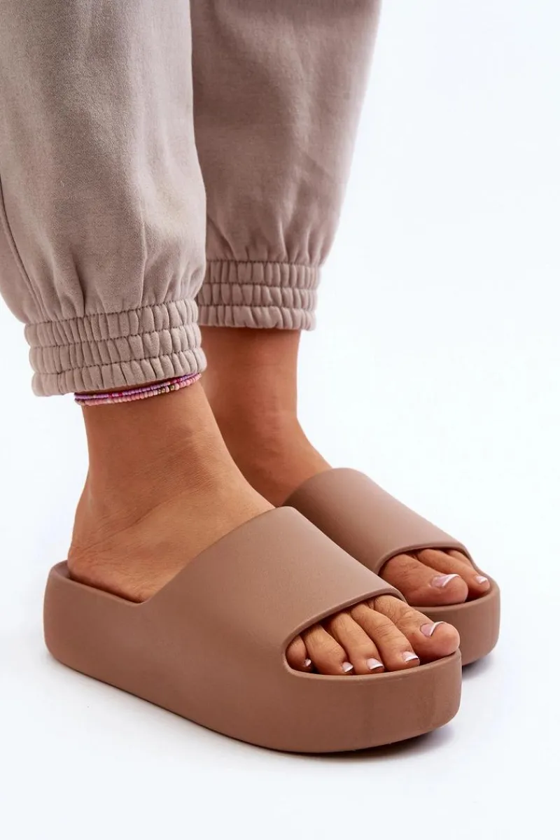 Best Damskie Klapki Na Grubej Podeszwie Brązowe Oreithano Damskie Klapki Damskie Klasyczne