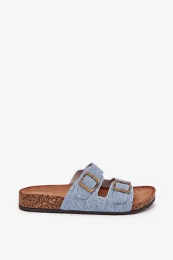 Clearance Damskie Klapki Na Korkowej Platformie Z Klamrami Jasny Jeans Vesina Damskie Klapki Korkowe|Klapki Na Platformie