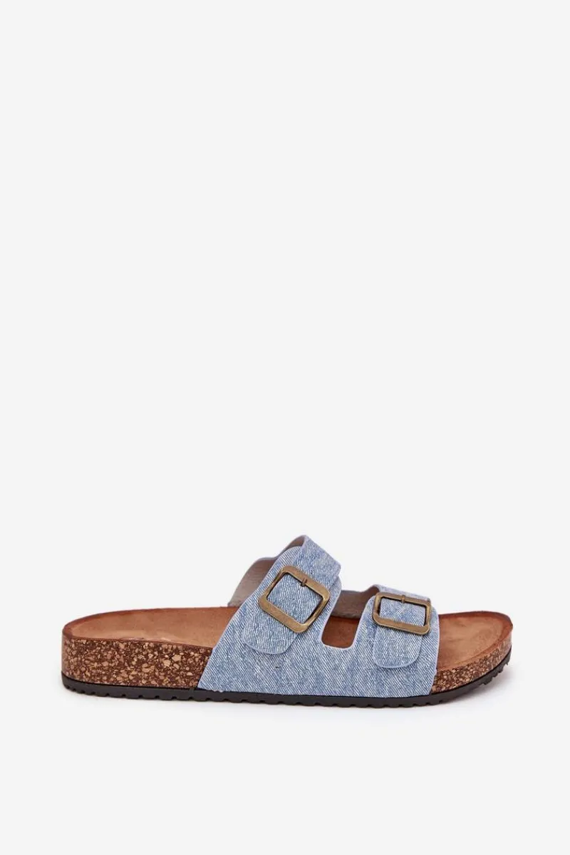 Clearance Damskie Klapki Na Korkowej Platformie Z Klamrami Jasny Jeans Vesina Damskie Klapki Korkowe|Klapki Na Platformie