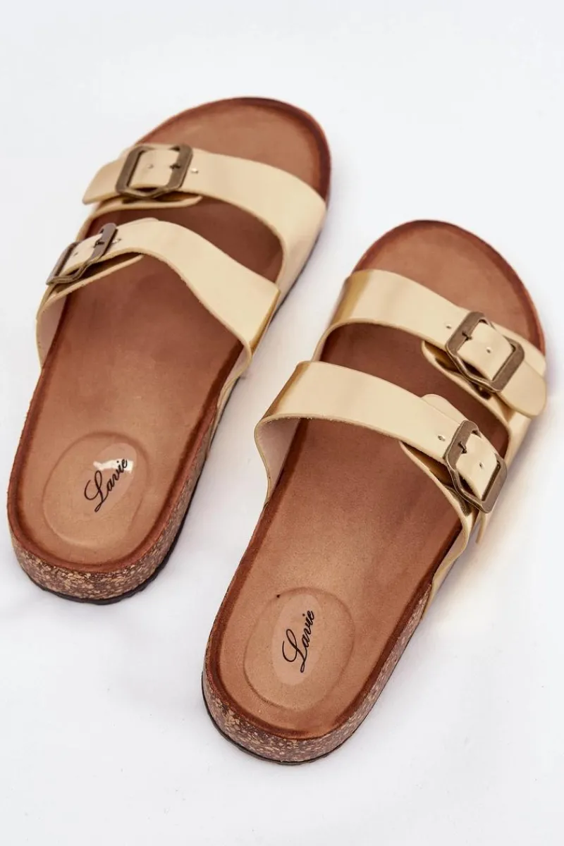 Online Damskie Klapki Na Korkowej Platformie Z Klamrami Złote Vesina Damskie Klapki Korkowe|Klapki Na Platformie