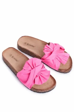 Sale Damskie Klapki Na Korku Kokardki Fuksja Felis Damskie Klapki Korkowe|Klapki Damskie Klasyczne