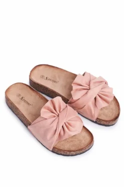 Best Boto Damskie Klapki Na Korku Kokardki Różowe Felis