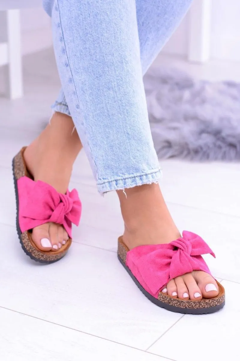 Best Damskie Klapki Na Korku Kokardki Wolly Fuksja Damskie Klapki Korkowe|Klapki Damskie Klasyczne