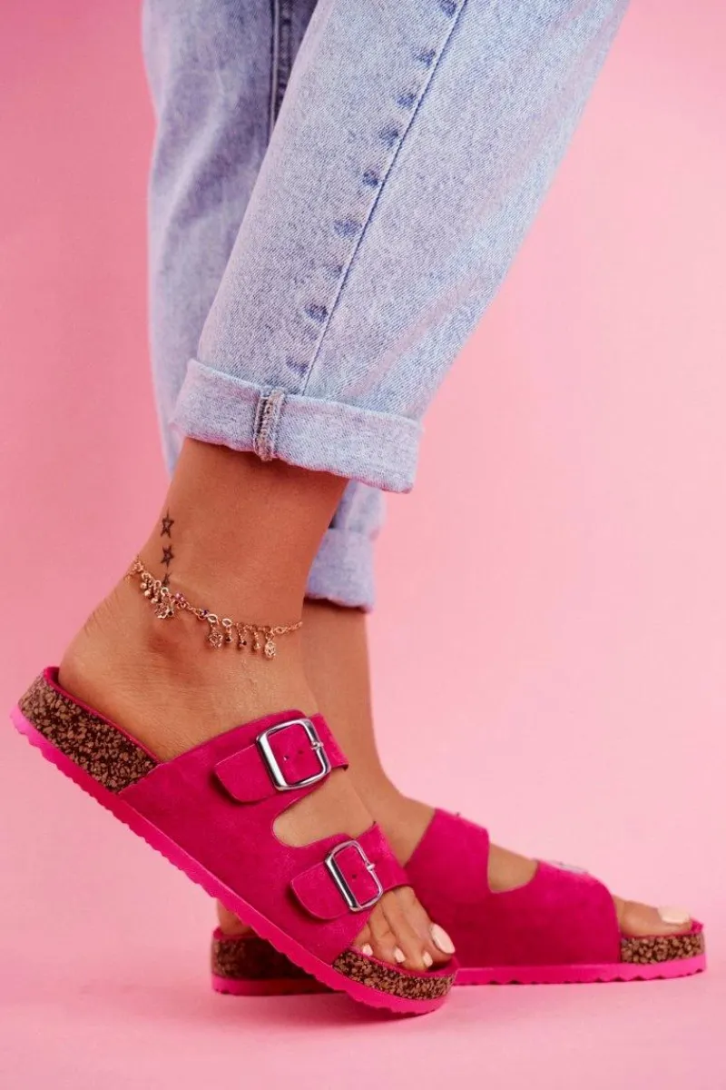 New Evento Damskie Klapki Na Korku Z Klamrami Fuksja Si Senor Różowy