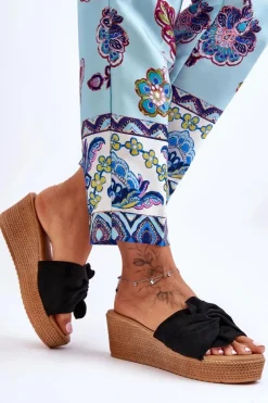 Clearance Damskie Klapki Na Koturnie Czarne Calama Damskie Klapki Na Koturnie|Klapki Na Platformie