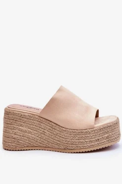 Klapki Na Koturnie|Klapki Na Platformie>Boto Damskie Klapki Na Koturnie I Platformie Beżowe Ysabel