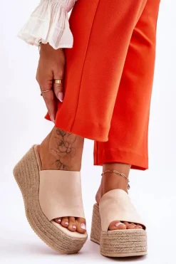 Klapki Na Koturnie|Klapki Na Platformie>Boto Damskie Klapki Na Koturnie I Platformie Beżowe Ysabel