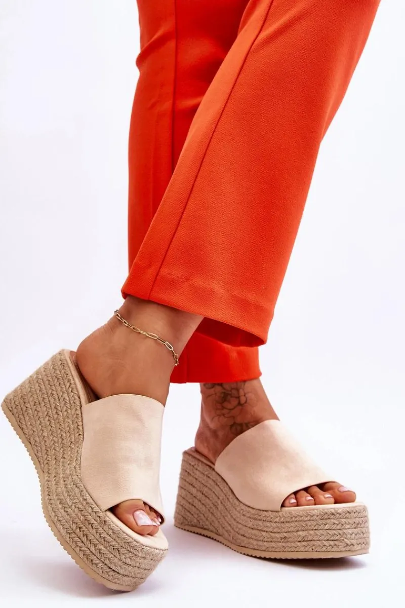 Klapki Na Koturnie|Klapki Na Platformie>Boto Damskie Klapki Na Koturnie I Platformie Beżowe Ysabel