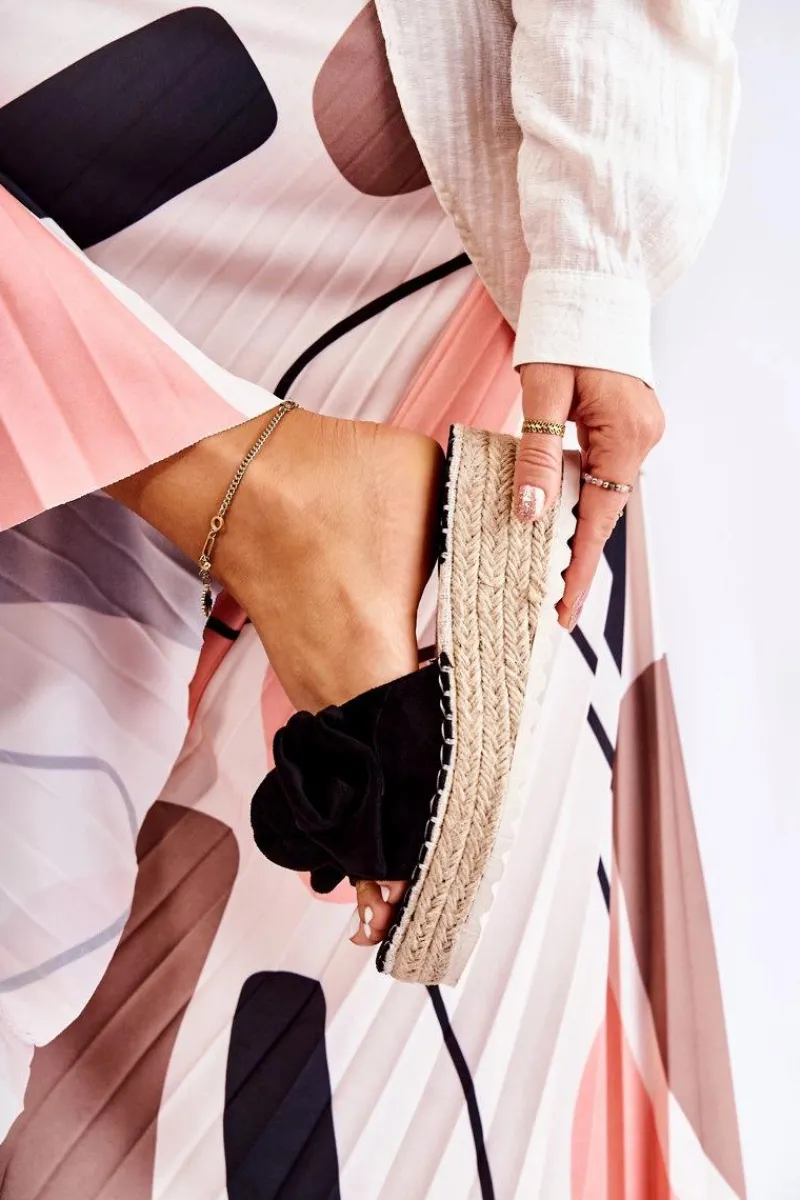 Sale Boto Damskie Klapki Na Koturnie Z Kokardą Czarne Tayla