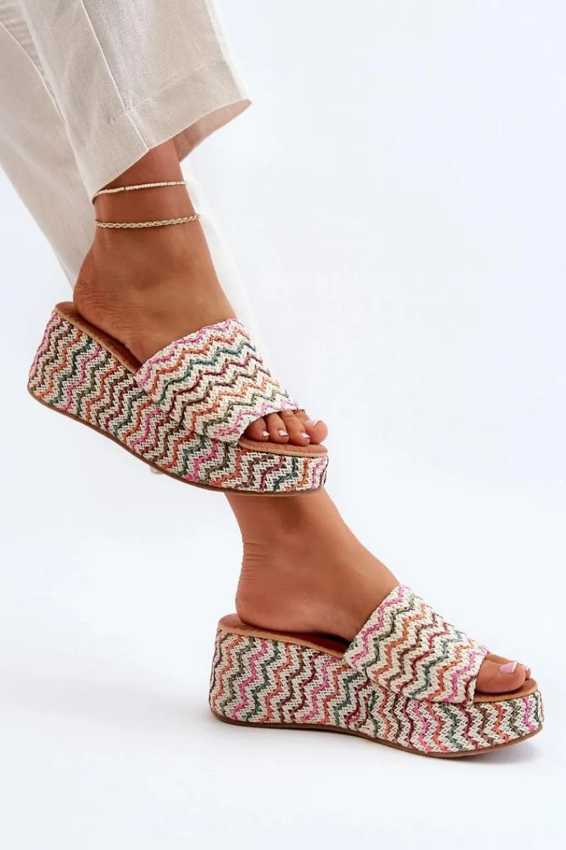 Sale Boto Damskie Klapki Na Koturnie Białe Vanarila